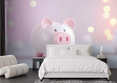 Piggy bank with a digital glow, money concept, 3D render illustration Wall mural