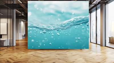 Underwater wave and bubbles in blue ocean, water surface texture background Wall mural