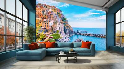 Manarola Village Cinque Terre Italy. colorful town Liguria Wall mural