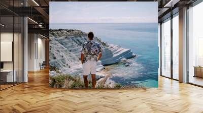 Scala dei Turchi Stair of the Turks, Sicily Italy, Scala dei Turchi. A rocky cliff on the coast of Realmonte, near Porto Empedocle, southern Sicily, Italy. Europe Wall mural