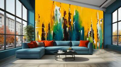 bright Abstract watercolor drawing on a paper image Wall mural