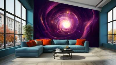 image of spiral nebula and light in red-violet tones Wall mural