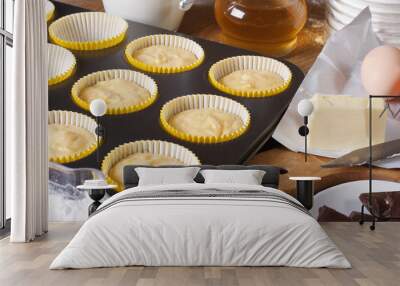 Preparation of vanilla muffins close-up  horizontal Wall mural