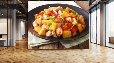 roasted chicken breast with pineapple and vegetables in sweet and sour sauce. horizontal Wall mural