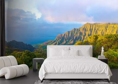 Amazing view of the Kalalau Valley and the Na Pali coast, Kauai Wall mural