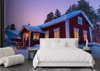 Nice Finnish house during the winter Wall mural