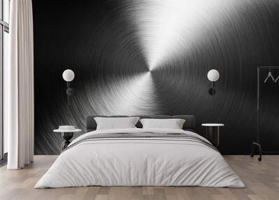 A circular pattern of concentric lines on a metallic surface Wall mural