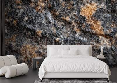 Close-up of Rough, Textured Stone with Black, Brown, and Gray Hues Wall mural