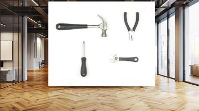 Set of tools for repair and construction : hammer, wrench, pliers and screwdriver Wall mural