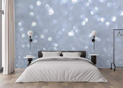 Abstract white bokeh lights glittering on blur background Wall mural