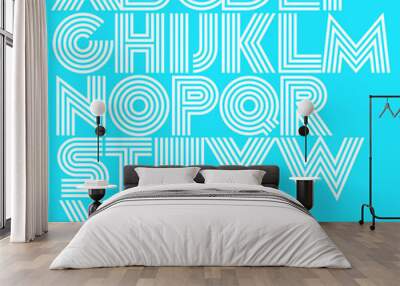 Geometric vector font. Modern type made of concentric lines Wall mural