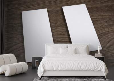 Blank flyer over wooden background to replace your design. Wall mural