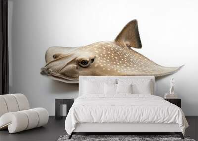 A stingray isolate on white background, showcasing its smooth body and elegant shape. Wall mural