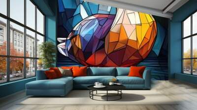 Duck in a stylized 3D illustration, featuring modern geometric shapes and vibrant colors for a contemporary and artistic representation. Wall mural