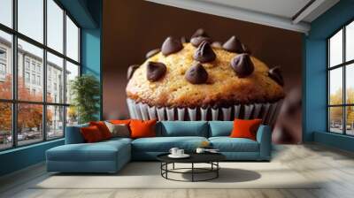 Muffin with a creative background enhancing its visual appeal and context. Wall mural