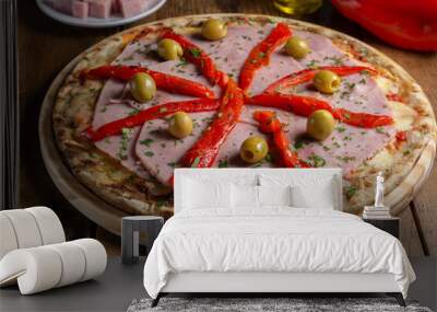 pizza con jamon y morron Wall mural