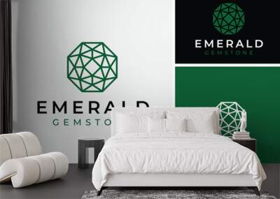 Beauty Octagon Emerald Gemstone Diamond Jewel with simple line style for Jewelry Crystal logo design Wall mural