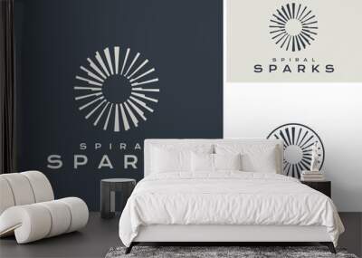 Initial Letter S with Spiral Spinning or Stair Star Sparks Rotation Circular Sparkle logo design Wall mural