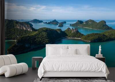 Aerial View of Tropical Islands at Angthong National Marine Park in Thailand Wall mural