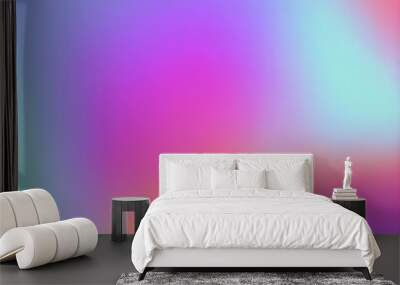 Blurred colorful abstract gradient background. Chromatic, bright colored blue and pink, holographic, iridescent backdrop. Wall mural