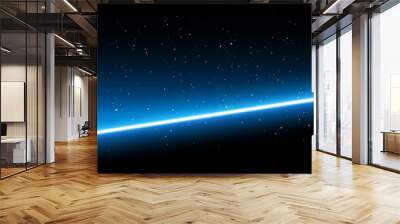 Abstract space background - shining blue light on black background with stars - vector Wall mural