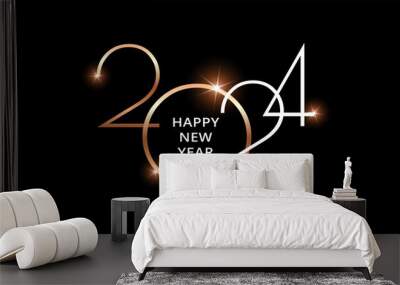 Business 2024 Happy New Year background gold and black - elegant business company design minimal style Wall mural