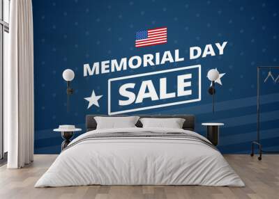 Memorial Day Sale blue background vector illustration Wall mural