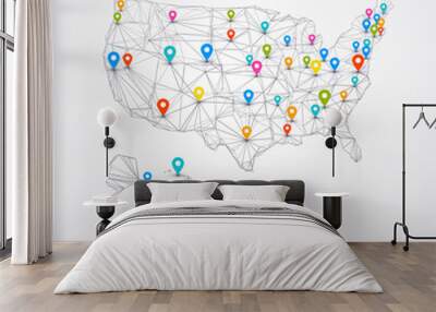 USA map abstract connection background Wall mural