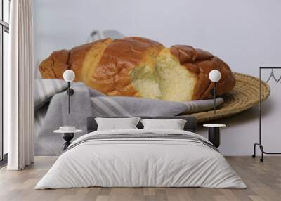 A Loaf of Fresh Bread  on White background Wall mural