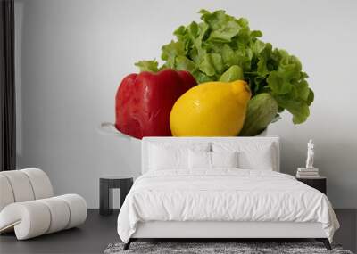 Healthy Concept, Organic Vegetable on white background Wall mural