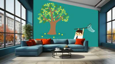 businessman trying to catch money.Business concept vector illustration. Wall mural