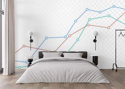 Illustration of a transparent line growing graph. Suitable as a background for a banner about stock trading and the economy. Space for your text, vector Wall mural