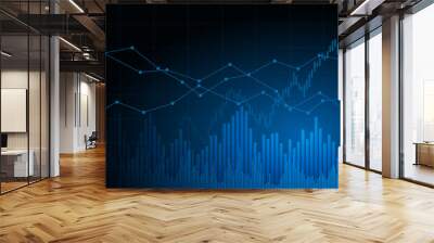 Illustration of blue business chart of growth and fall in stock, money or commodity prices with lines and background change Wall mural