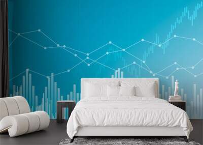 Illustration of investment or business chart on blue background, vector Wall mural