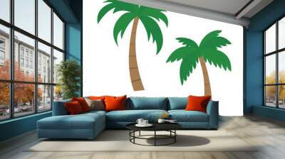 Set of vector palm illustrations, isolated on white background - Flat Wall mural