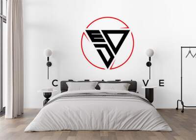 ED triangle letter logo with circel Wall mural