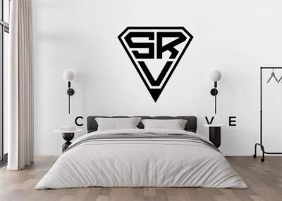 initial letters logo SRV black monogram diamond pentagon shape with tringle Wall mural