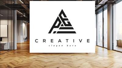 PE Creative Initials Triangle Logo Vector Letter Wall mural