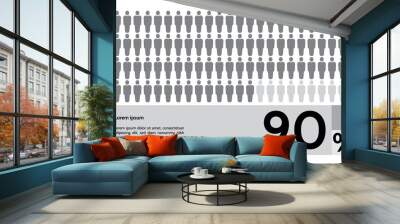 90 percent people population demography, diagram, infographics concept, element design. Vector illustration Wall mural