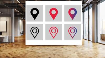 icon simple Pin, Logo point location, Vector illustration symbol design Wall mural