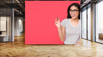 Beautiful and smart asian student smiling to the camera.  Wall mural