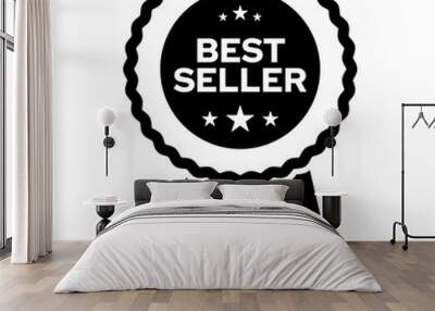 Best seller award badge monochrome clip art. vector illustration Wall mural