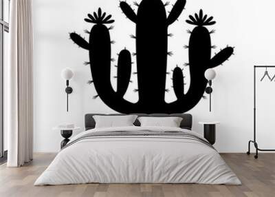 Cactus desert silhouette. Flat vector illustration Wall mural