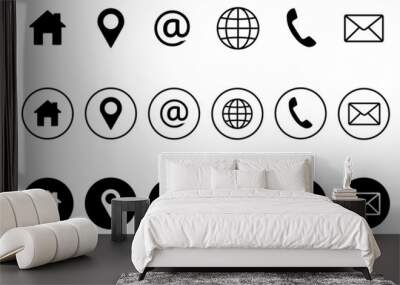 Contact us Web icon set for web and mobile. Communication set. Flat vector illustration Wall mural