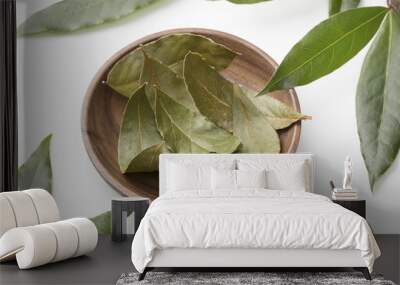 Dried and fresh bay laurel leaves Wall mural