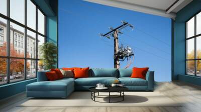 Electrical pylon with high voltage transformer Wall mural