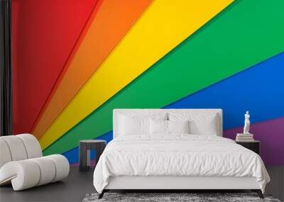 LGBT Rainbow flag background. Group of colored cardboard. Gay pride flag Wall mural