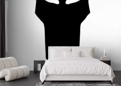 Religious man raising hands silhouette. Praise or joy concept. Vector illustration Wall mural