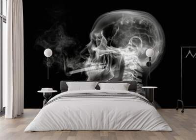 X-ray of a human head smoking a cigarette Wall mural