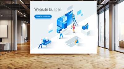 Modern flat vector illustration concept of people making web page design for website. Creative landing page design template. Wall mural